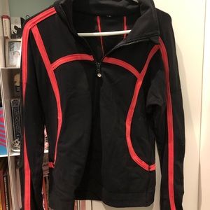 Black Lulu Lemon Workout Jacket (Coral Lining)